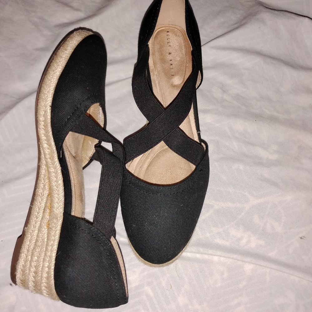Kelly & Katie Black and Tan Espadrilles